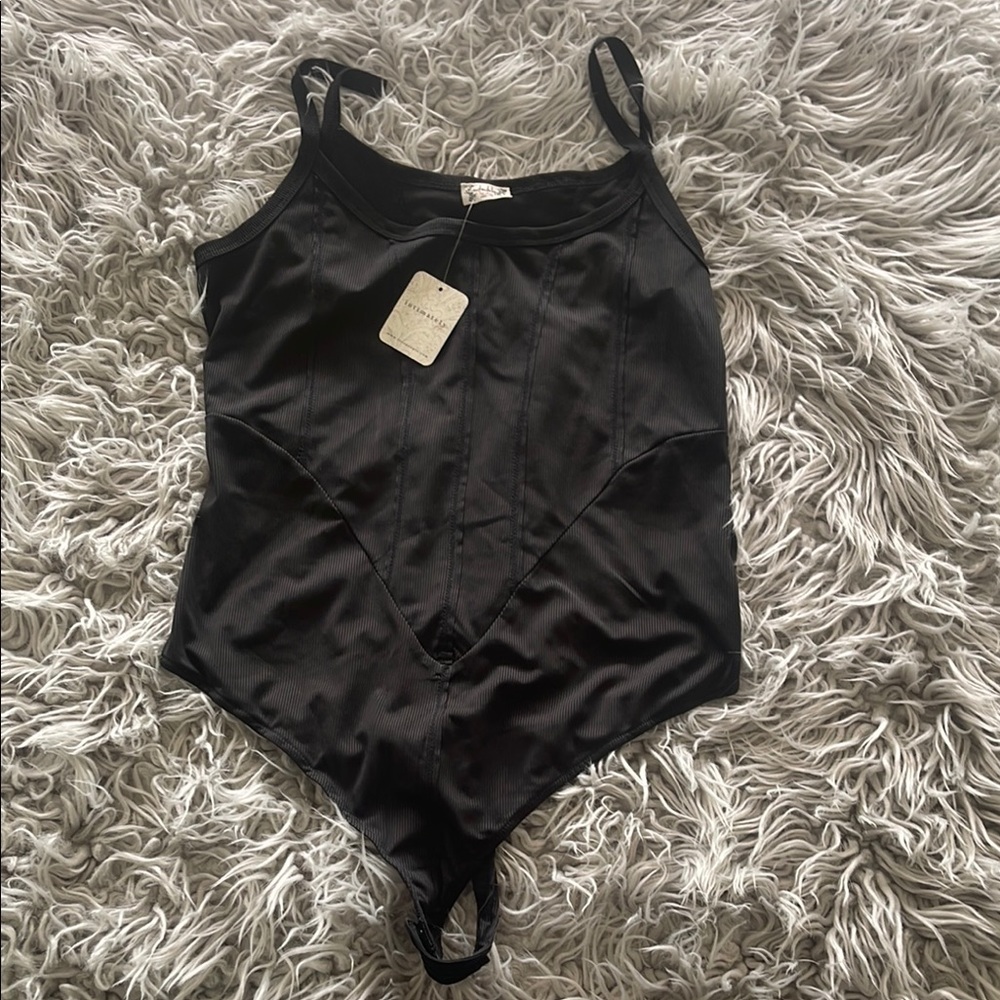 Free People Sheer Black Bodysuit